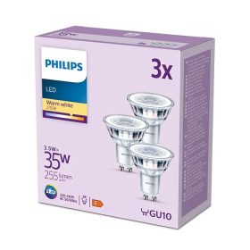   3 db LED halogén izzó készlet GU10 PAR16 3.5W = 35W 255lm 2700K Meleg 36° PHILIPS