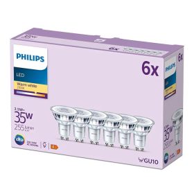   6 db LED halogén izzó készlet GU10 PAR16 3.5W = 35W 255lm 2700K Meleg 36° PHILIPS