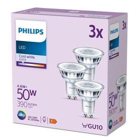   3x LED halogén izzó készlet GU10 PAR16 4.6W = 50W 390lm 4000K Semleges 36° PHILIPS