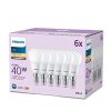 6 db LED izzó készlet Sphere E14 P45 4.9W = 40W 470lm 2700K Warm PHILIPS