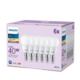   6 db LED izzó készlet Sphere E14 P45 4.9W = 40W 470lm 2700K Warm PHILIPS