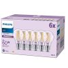 6 db LED izzó készlet E27 A60 7W = 60W 850lm 4000K Semleges izzószál PHILIPS