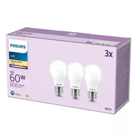   3 db LED izzós készlet E27 A60 7W = 60W 806lm 2700K meleg izzószál tejes PHILIPS