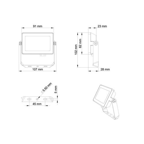 LED reflektor lámpa reflektor 10W 950lm 6500K IP65 fekete ProjectLine Philips
