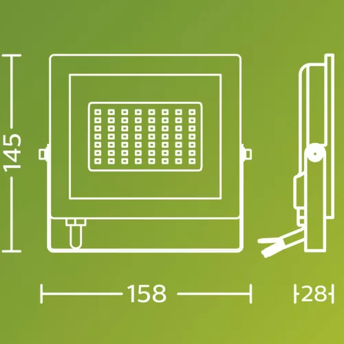 LED reflektor lámpa reflektor 30W 3200lm 5000K IP65 Black Lois Philips