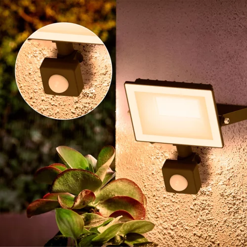 LED reflektor lámpa reflektor 20W 2050lm 3000K IP65 mozgás- és alkonyérzékelővel, Black Lois Philips