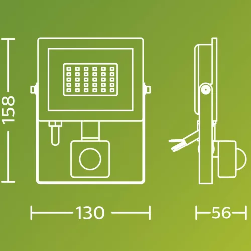 LED reflektor lámpa reflektor 20W 2050lm 3000K IP65 mozgás- és alkonyérzékelővel, Black Lois Philips