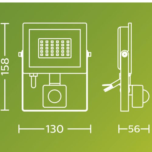 LED reflektor lámpa reflektor 20W 2050lm 5000K IP65 mozgás- és alkonyérzékelővel, Black Lois Philips