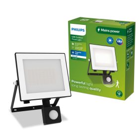   LED reflektor lámpa reflektor 30 W 3200lm 3000K IP65 mozgás- és alkonyérzékelővel, Black Lois Philips
