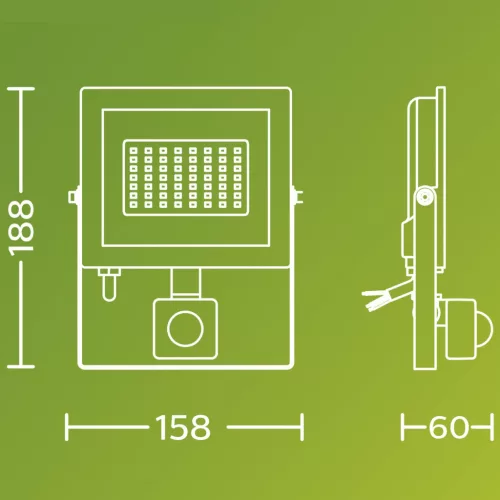 LED reflektor lámpa reflektor 30 W 3200lm 5000K IP65 mozgás- és alkonyérzékelővel, Black Lois Philips