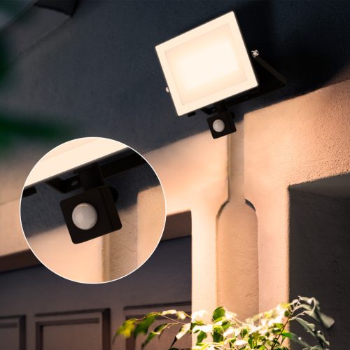 LED-es reflektor lámpa spotlámpa 50W 5400lm 3000K IP65 mozgás- és alkonyérzékelővel, Black Lois Philips
