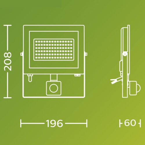 LED-es reflektor lámpa spotlámpa 50W 5400lm 3000K IP65 mozgás- és alkonyérzékelővel, Black Lois Philips