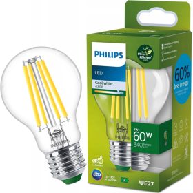  LED izzó E27 A60 210lm/W 4W = 60W 840lm 4000K semleges izzószál PHILIPS Ultra Hatékony