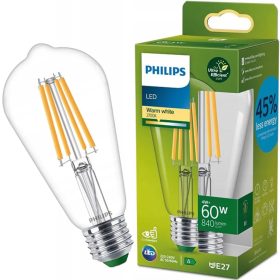  LED Edison izzó E27 210lm/W ST64 4W = 60W 840lm 2700K meleg izzószál PHILIPS Ultra Hatékony