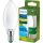 LED izzó E14 gyertya B35 1.2W = 25W 252lm 210lm/W 2700K Meleg 300° Tejes A OSZTÁLYÚ UltraEfficient Philips