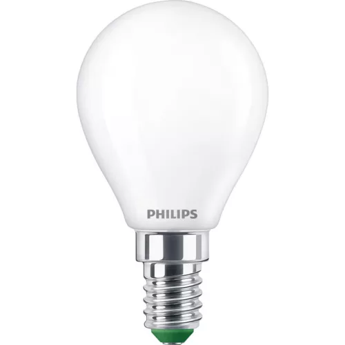 LED izzó E14 gömb alakú P45 1.2W = 25W 252lm 210lm/W 2700K Meleg 300° Tejes A OSZTÁLYÚ UltraEfficient Philips