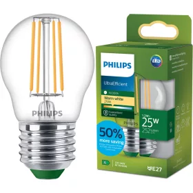   LED izzó E27 gömb alakú P45 1.2W = 25W 252lm 210lm/W 2700K Meleg 300° A OSZTÁLYÚ UltraEfficient Philips