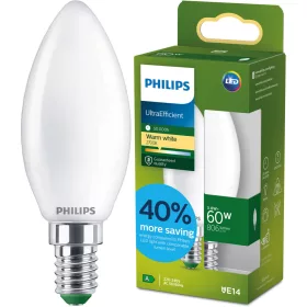   LED izzó E14 gyertya B35 3.8W = 60W 806lm 212lm/W 2700K Meleg 300° Tejes A OSZTÁLYÚ UltraEfficient Philips