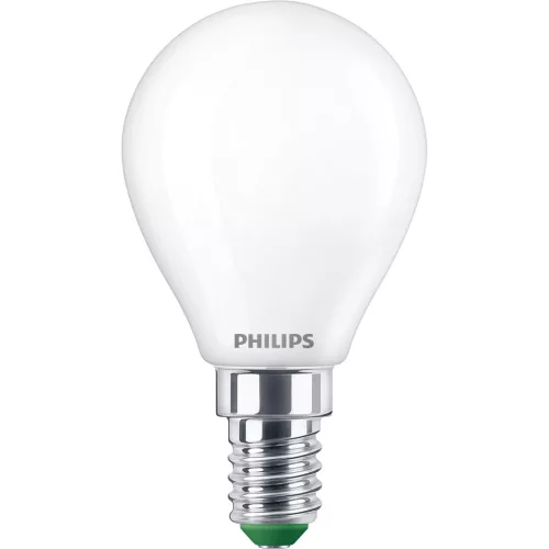 LED izzó E14 gömb alakú P45 3,8 W = 60 W 806 lm 212 lm/W 2700 K Meleg 300° Tejes A OSZTÁLYÚ UltraEfficient Philips