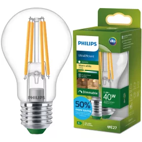   LED izzó E27 A60 2,3 W = 40 W 485 lm 212 lm/W 2700 K Meleg 300° A OSZTÁLYÚ Szabályozható UltraEfficient Philips