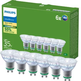   6x LED izzó GU10 spotlámpa PAR16 1.2W = 35W 215lm 179lm/W 2700K Meleg 36° A OSZTÁLYÚ UltraEfficient Philips
