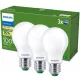 3x LED izzó E27 A60 7.3W = 100W 1535lm 210lm/W Meleg 2700K 300° A OSZTÁLYÚ UltraEfficient Philips