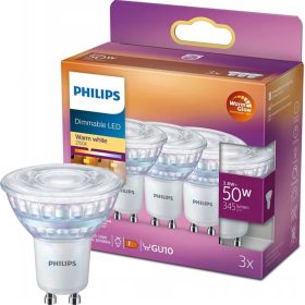   3 db LED halogén izzó készlet GU10 PAR16 3.8W = 50W 345lm 2700 Meleg 36° PHILIPS szabályozható