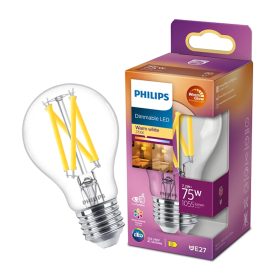   LED izzó E27 A60 7,2W = 75W 1055lm 2700 meleg izzószál PHILIPS szabályozható