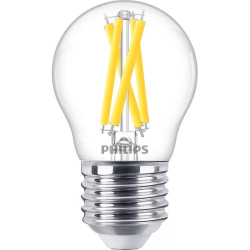 LED izzó E27 gömb alakú P45 3,4 W = 40 W 470 lm 2200-2700 K Meleg CRI90 IZZÓFÜLES Szabályozható fényerejű WarmGlow Philips