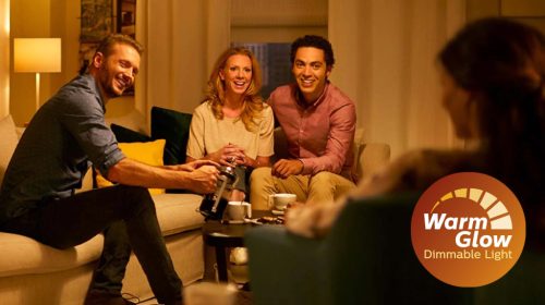 LED izzó E27 gömb alakú P45 3,4 W = 40 W 470 lm 2200-2700 K Meleg CRI90 IZZÓFÜLES Szabályozható fényerejű WarmGlow Philips