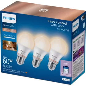   3x LED izzó E27 A60 8W = 60W 806lm 2700-6500K TW Intelligens OKOS WiFi Bluetooth WiZ App Philips
