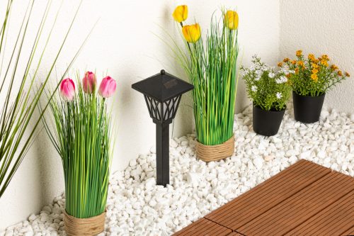 Napelemes kerti lámpa LED függőlámpás IP44 27cm-es szürkületérzékelő