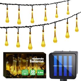   Napelemes füzér függő 20 LED TEARS kerti lámpa 580 cm jégcsap