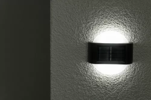 2x kerti napkollektoros LED lámpa oldalfali lámpa felső, alsó kerek rögzítőkészlet