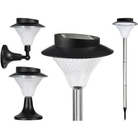   Napelemes kerti LED lámpa, díszoszlopba hajtott, IP44, lámpás, 3 az 1-ben