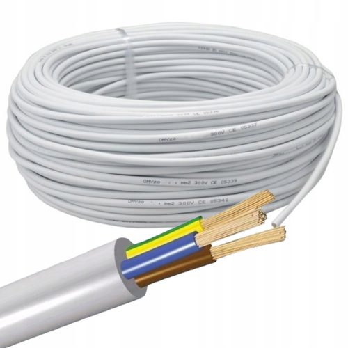 Vezetékkábel OWY H05VV-F 300/500V 3x1,5mm fehér 1m ELEKTROMOS KÁBEL