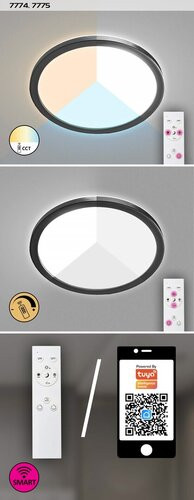 Kültéri LED kerti mennyezeti lámpa INVERNESS 15W CCT DIM IP44 Wi-Fi kerek mennyezeti lámpa fehér és fekete RABALUX