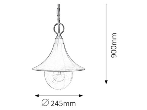 LED kerti függőlámpa KONSTANZ E27 IP44 Fekete RABALUX