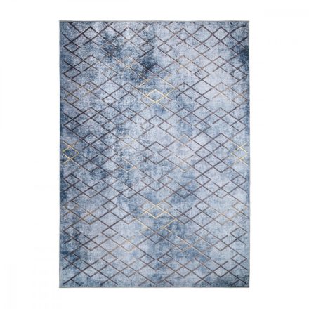 Csúszásgátló szőnyeg MAROKKÓ szőnyegfutó szürke-kék arany négyzetek 80x150 cm GOLDLUX