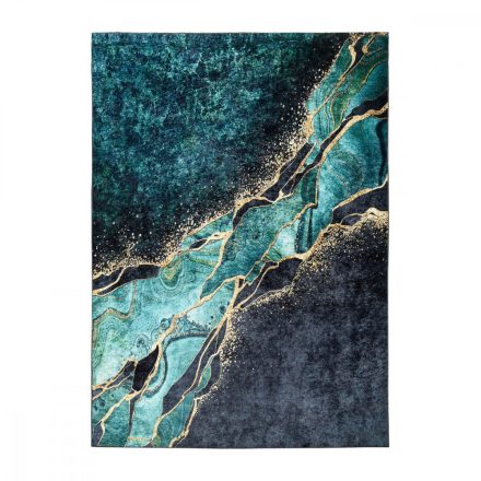Csúszásgátló szőnyeg MARBLE szőnyegfutó fekete és smaragd márvány 80x150 cm GOLDLUX
