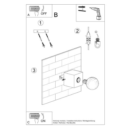 ARIZ E27 LED fali lámpa beton SOLLUX