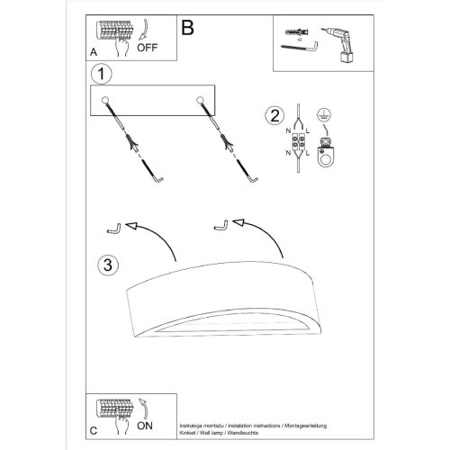 LED fali lámpa ATENA E27 félkör alakú beton SOLLUX