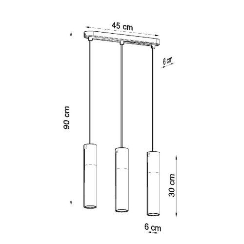 BORGIO 3L függő mennyezeti lámpa 3xGU10 Loft túlnyúlás fehér és szürke SOLLUX