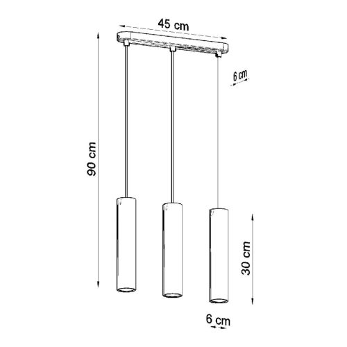 LUVO 3L 3xGU10 tetőtéri függő mennyezeti lámpa fekete és szürke SOLLUX