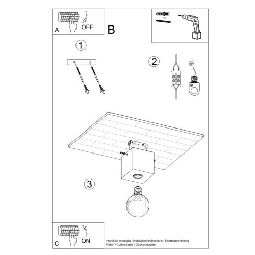 Felületre szerelhető lámpatest ARIZ E27 Spot Wooden Cube SOLLUX