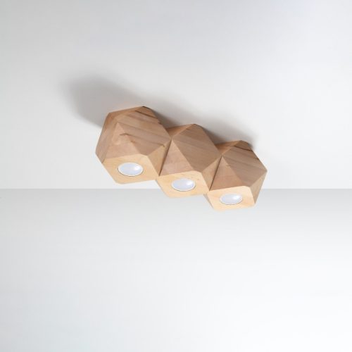 Felületre szerelhető lámpatest WOODY 3xGU10 Geometric Wooden SOLLUX
