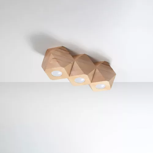 Felületre szerelhető lámpatest WOODY 3xGU10 Geometric Wooden SOLLUX