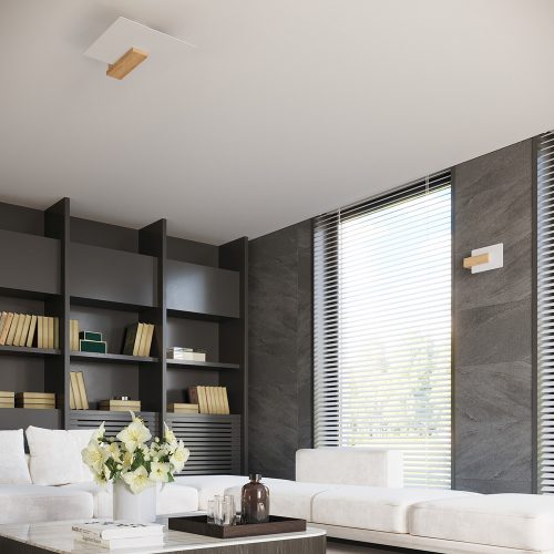 LAPPO LED mennyezeti lámpa 2xE27 négyzet alakú fa lámpatest SOLLUX