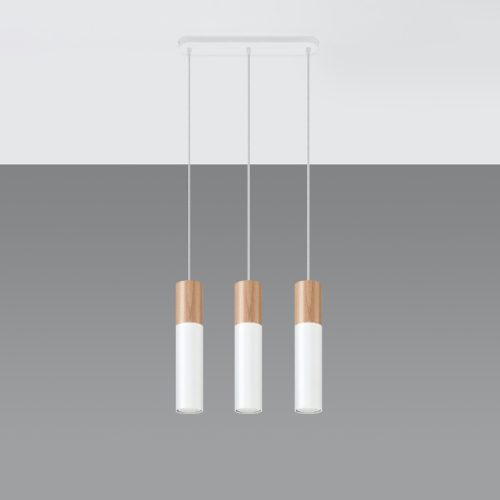 PABLO 3L 3xGU10 skandináv fehér és fa függesztett mennyezeti lámpa SOLLUX