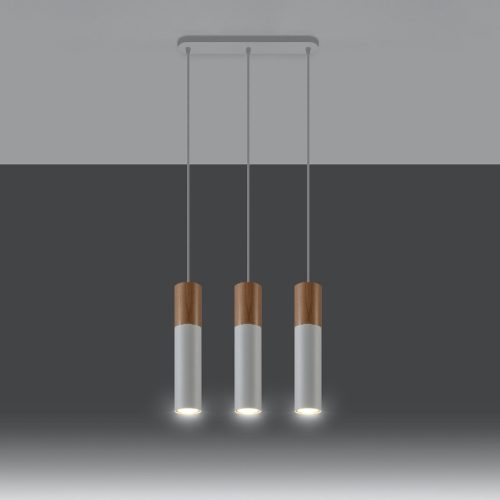 PABLO 3L 3xGU10 skandináv fehér és fa függesztett mennyezeti lámpa SOLLUX